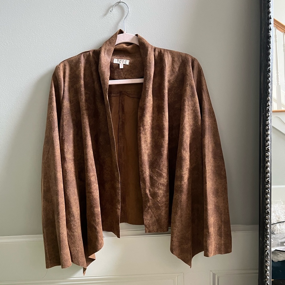 TCEC Faux Suede Jacket Sleeve Knit Detail Size M